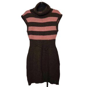 Vintage Y2K Killah by Sixty Striped Knit Sweater Dress Brown Pink Sleeveless S